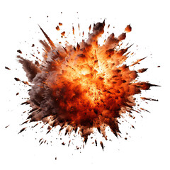 A dynamic explosion scene, radiating chaos and energy, capturing the powerful moment of detonation, without background - obrazy, fototapety, plakaty