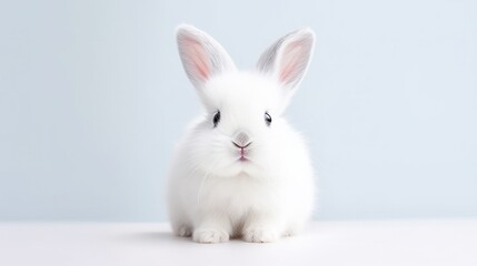 Obraz premium cute animal pet rabbit or bunny smiling and laughing isolated with copy space for easter background, rabbit, animal, pet, cute, fur, ear, mammal, background, celebration, generate by AI