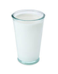 Glass of fresh milk isolated on white