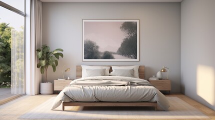A serene bedroom with soft pastel-colored walls and minimalistic decor, the HD camera highlighting the tranquility and simplicity of the design.