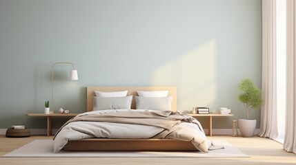 A serene bedroom with soft pastel-colored walls and minimalistic decor, the HD camera highlighting the tranquility and simplicity of the design.