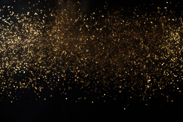 Fototapeta na wymiar Gold glitter sparkles black background. Christmas background.