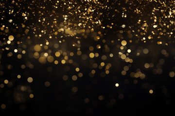 Gold dust glitter sparkle wave texture on the black background. Shimmer texture.