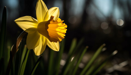 Obraz premium Vibrant yellow flower head in meadow, surrounded by natural beauty generated by AI
