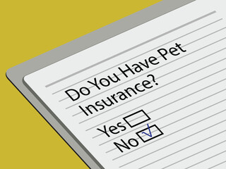 Fototapeta premium Do you have Pet insurance? No text on a book. buying or claim pet insurance. animal insurance pet care concept.