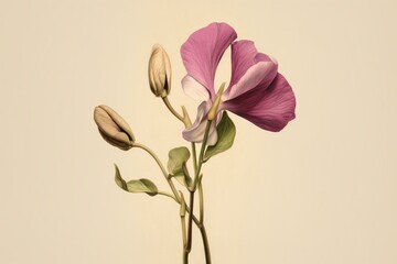 A drawing of a delicate sweet pea flower. Generative AI