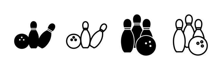 Bowling icon vector. Bowling ball and pin icon. Bowling pins with ball icon.