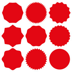 Grunge post stamps collection. Red banners, insignias labels and badges set. Vector illustration. EPS 10.