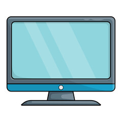 Computer monitor in cartoon style isolated on white background. Computer symbol stock vector illustration.