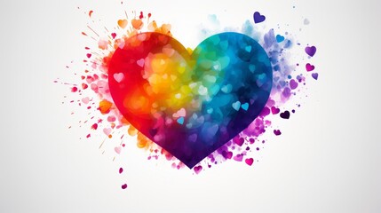 A rainbow heart graphic background. Generative AI. 