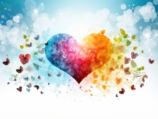 A rainbow heart graphic background. Generative AI. 