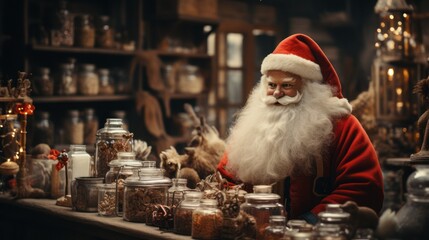  Santa Claus in the herbalist's shop. 