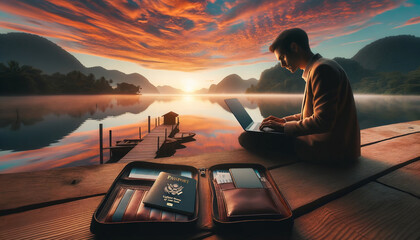 a digital nomad is deep in concentration.