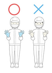 食品工場の従業員　見本　着かた