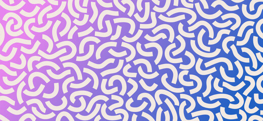 White curved lines isolated on gradient blue and purple background. Abstract background