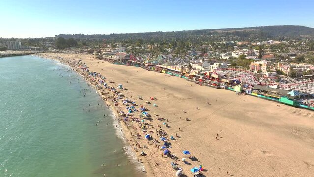 Santa Cruz Beach Boardwalk on Hot Summer Day 