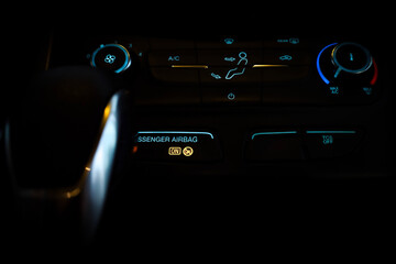 Interior of a modern cars control panel.