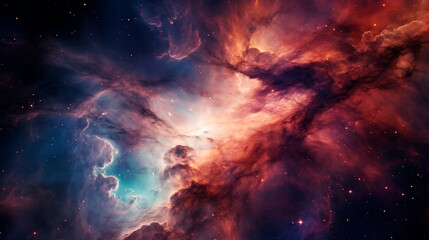 Abstract space background. Beautiful galaxies, nebula and stars in outer space, realistic universe wallpaper