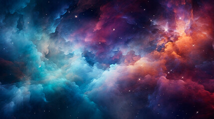 Abstract space background. Beautiful galaxies, nebula and stars in outer space, realistic universe wallpaper