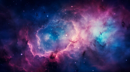 Abstract space background. Beautiful galaxies, nebula and stars in outer space, realistic universe wallpaper