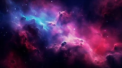 Deurstickers Abstract space background. Beautiful galaxies, nebula and stars in outer space, realistic universe wallpaper © lucas