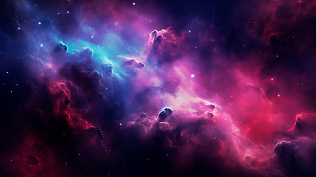 Fototapeta Abstract space background. Beautiful galaxies, nebula and stars in outer space, realistic universe wallpaper