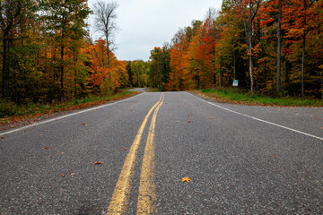 Lake of the Falls road in Mercer, Wisconsin in autumn