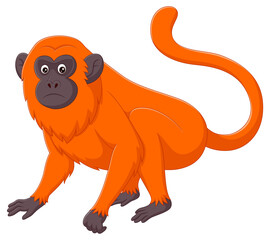Cute red howler monkey cartoon isolated on white background. Vector illustration