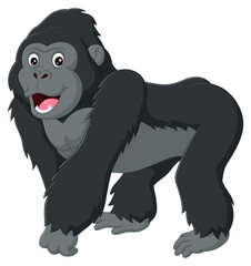 Cute gorilla cartoon isolated on white background. Vector illustration
