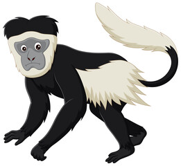 Cute colobus monkey cartoon isolated on white background. Vector illustration