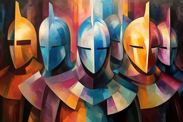 Noble knights clad in shining armor - Generative AI - obrazy, fototapety, plakaty