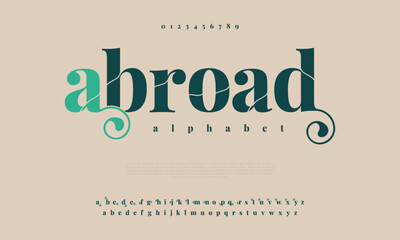 Abroad premium luxury elegant alphabet letters and numbers. Elegant wedding typography classic serif font decorative vintage retro. Creative vector illustration