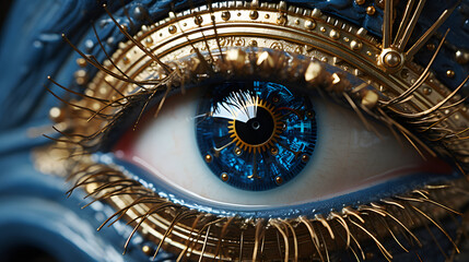 Close up Eye with world, world sight banner
