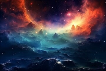 A stunning depiction of a vast, infinite universe filled with nebulae and galaxies. Generative AI - obrazy, fototapety, plakaty