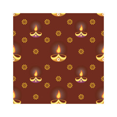 Diwali Themed Seamless Pattern Vector Illustration