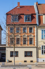 Colorful historic house in the center of Haldensleben, Germany