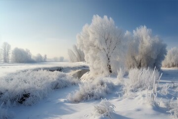 Obraz na płótnie Canvas snowy winter landscape. Generative AI