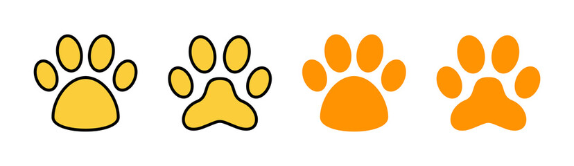 Paw icon set for web and mobile app. paw print sign and symbol. dog or cat paw