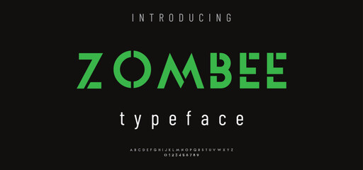 Zombee modern, futuristic modern geometric font