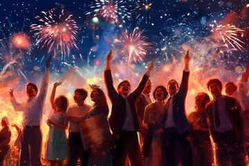 Fototapeta na wymiar happy new year with fireworks, fireworks over the city, fireworks in the night sky, newyears new years