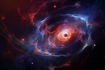 Cosmic view with planetary nebulae and a deep space black hole, providing abstract background illumination. Generative AI - obrazy, fototapety, plakaty