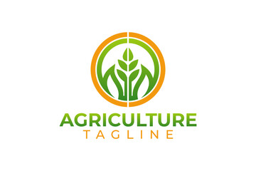 Agriculture farm and leaf vector and logo