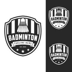 Obraz premium Badminton club logo template, Badminton tournaments logotype concept. Abstract sport symbol design vector illustration