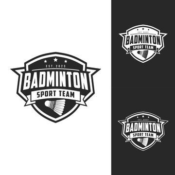 Badminton club logo template, Badminton tournaments logotype concept. Abstract sport symbol design vector illustration