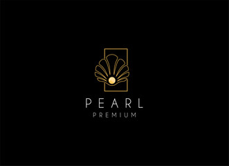 Minimalist and luxury gog pearl sea shell logo design - obrazy, fototapety, plakaty