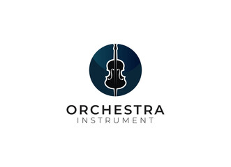 Violin viola orchestra logo design. 