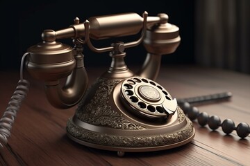 3D render of a vintage telephone. Generative AI