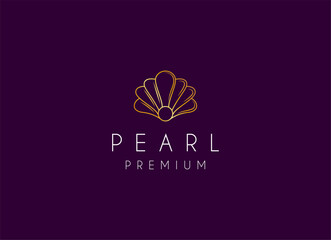 Minimalist and luxury gog pearl sea shell logo design