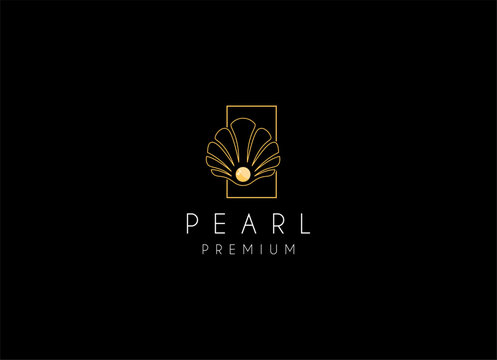 Minimalist and luxury gog pearl sea shell logo design