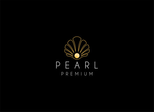 Minimalist and luxury gog pearl sea shell logo design